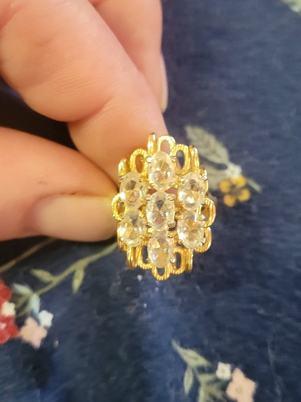 Gold Crystal Cluster Statement Ring - Unbranded